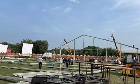 Preparation underway at Lal Parade ground