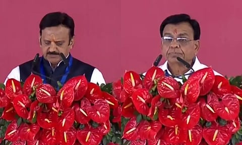 Rajendra Shukla and Jagdish Devda took oath as the Deputy Chief Minister of Madhya Pradesh. (Photo: ANI)