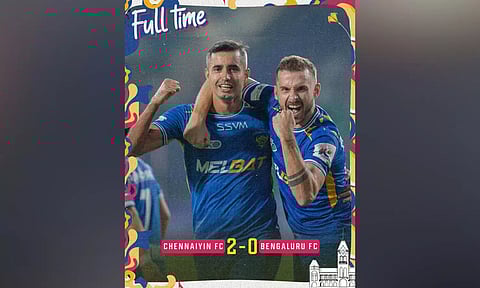 Chennaiyin FC Player celebrated the victory (Image: @ChennaiyinFC X)