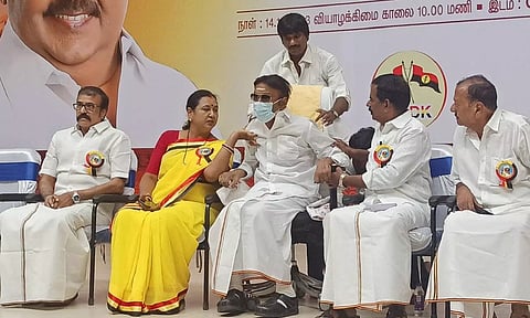 DMDK founder and general secretary 'Captain' Vijayakanth attends DMDK's 18th general council meeting 