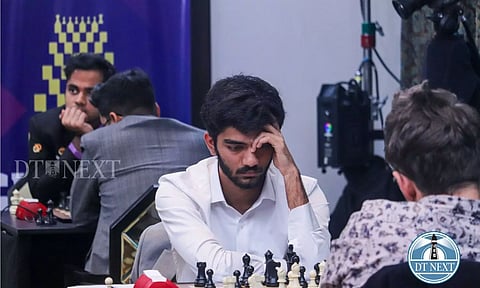 Gukesh in action against Levon Aronian during round one. Hemanathan M