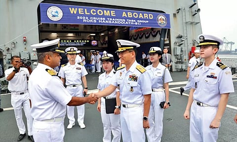 The cruise ship will host a defence industry exhibition on board ROK Hwacheon along with a ship tour in the city