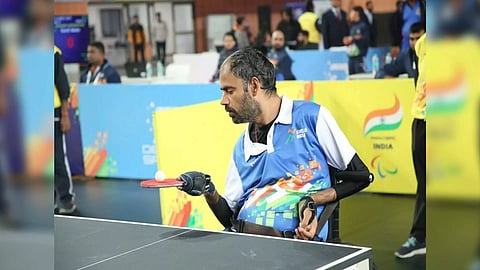 Haryana’s Para table tennis player Sandeep Dangi in action during Khelo India Para Games (Image: MYAS/SAI media)