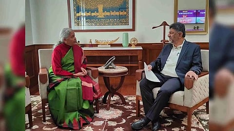 Deputy Chief Minister Karnataka calls on Union Finance Minister DK Shivakumar (Image: X/@nsitharamanoffc)