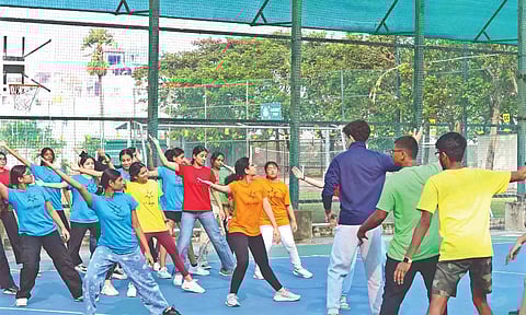 During the rehearsals.