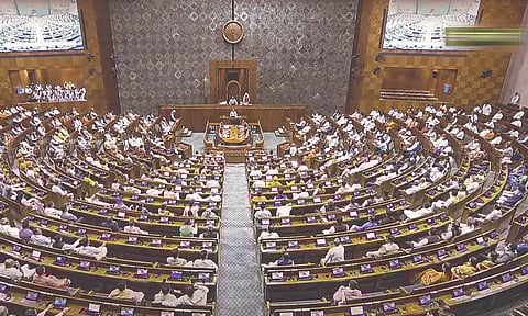 LS Speaker Om Birla conducts the proceedings of the House during the Winter Session of Parliament, in New Delhi on Thursday. (ANI)