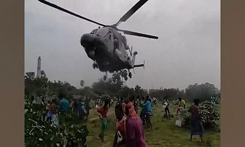 Indian Navy carrying out relief operations in flood-affected areas. (ANI)