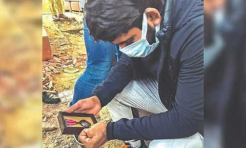 Punia with his Padma Shri award near Kartavya Path.
