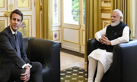 Indian PM Narendra Modi with French President Emmanuel Macron (Photo: ANI)