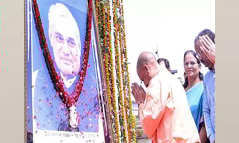 Uttar Pradesh CM Yogi Adityanath pays homage to former Prime Minister Atal Bihari Vajpayee (ANI)