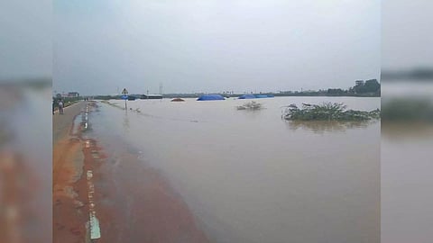 A submerged salt pan at Vepalodai in Thoothukudi