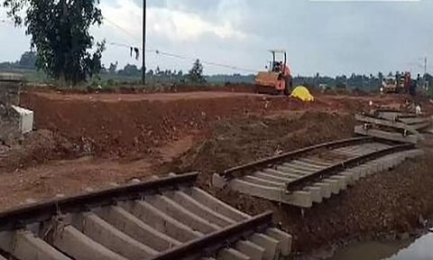 Damaged railway track in Alwarthirunagari. (ANI)