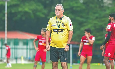 Owen Coyle during a training session with Chennaiyin FC.