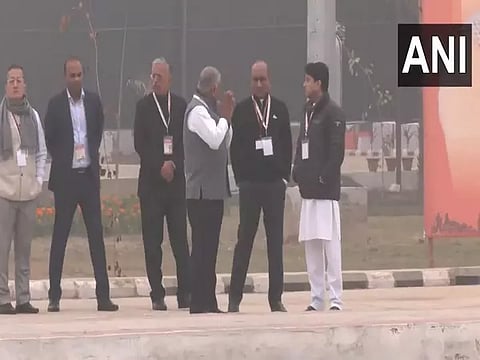 Union Minister of Civil Aviation Jyotiraditya Scindia and Minister of State for Civil Aviation General VK Singh (Retd).