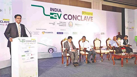 Minister for Industries TRB Rajaa addressing participants at the India EV Conclave 2023, Chennai (File Photo)