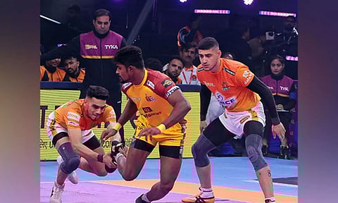 Puneri Paltan in action against Telugu Titans during PKL season 10 (ANI)