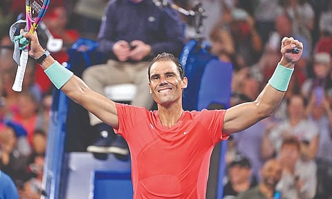 Rafael Nadal celebrates his victory against Thiem