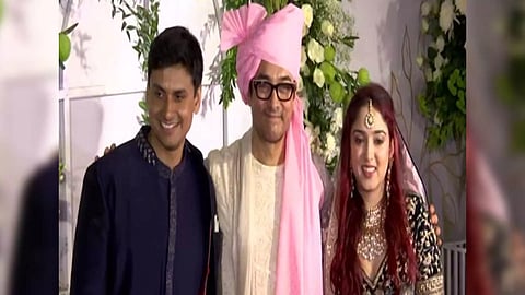 Aamir Khan happily poses with daughter Ira, son-in-law Nupur post their wedding
