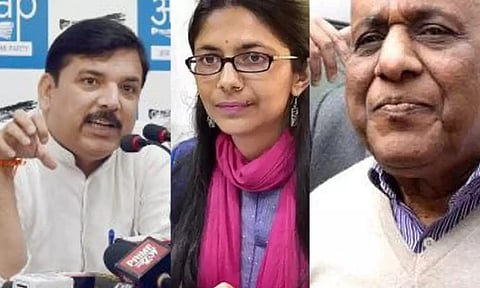 Sanjay Singh; Swati Maliwal; ND Gupta (PTI)