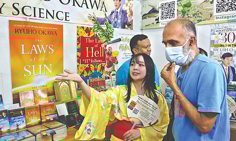 The Japanese stall that sells self-help books written by Ryuho Okawa