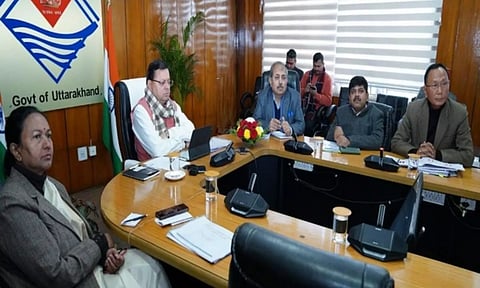 Uttarakhand CM Pushkar Singh Dhami in a review meeting (ANI)