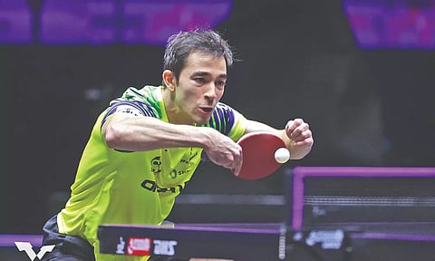 Hugo Calderano in action at the Macao Championship