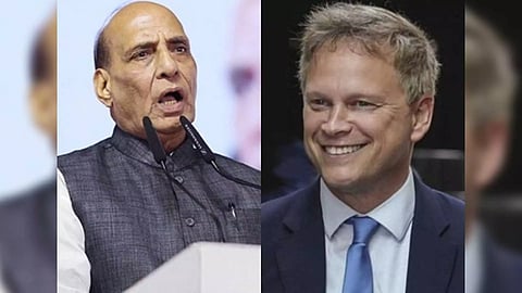 Defence Minister Rajnath Singh and UK Secretary of State for Defence Grant Shapps (Photo: ANI, X)