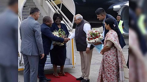 Mozambique President Filipe Nyusi arrived in Gujarat on Tuesday to attend the Vibrant Gujarat Summit, (X)