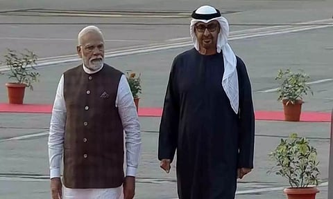 Prime Minister Narendra Modi And UAE President Sheikh Mohammed Bin Zayed Al Nahyan (ANI)