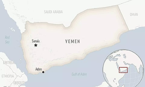 This is a locator map for Yemen with its capital, Sanaa. (AP)