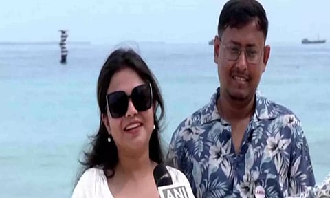A tourist from Kolkata on visit to Agatti Island (ANI)