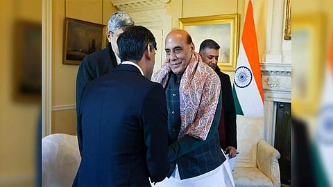 UK PM Rishi Sunak, Union Defence Minister Rajnath Singh (X/@RajnathSingh))