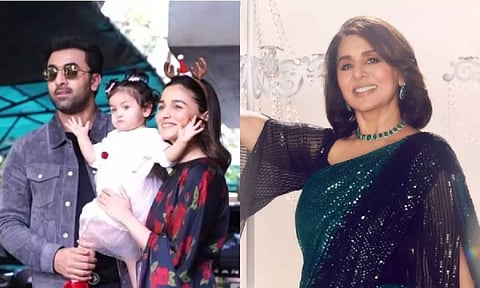 Ranbir Kapoor and Alia Bhatt with their child (left); Neetu Kapoor (Instagram)