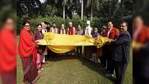 Prime Minister Narendra Modi handing over sacred Chadar to be offered at Ajmer Sharif Dargah (Photo Courtesy: narendramodi/X)