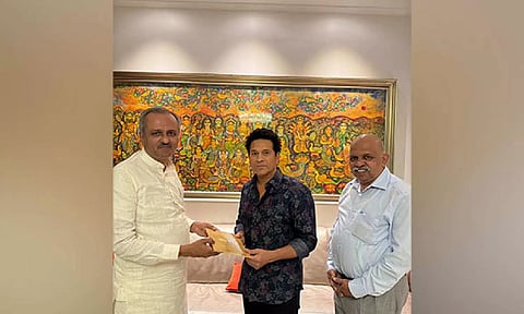 Sachin Tendulkar receives invitation for Pran Pratistha ceremony of Ram Mandir. (RSS media / ANI)