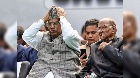 Senior opposition leaders Mallikarjun Kharge and Sharad Pawar (Photo/ANI)