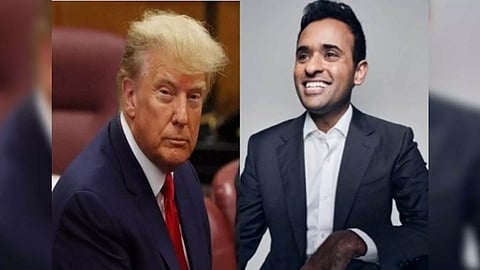 Former US President Donald Trump and Indian American leader Vivek Ramaswamy (Photo/ANI)