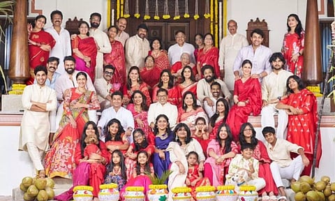Chiranjeevi celebrating Sankranti with his family (ANI)