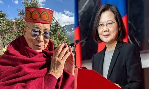 Tibetan spiritual leader Dalai Lama and Former Taiwan President Tsai Ing-wen (Reuters)