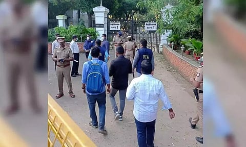 NIA officials inspected the site outside Raj Bhavan's main gate, where a petrol bomb was hurled on December 9, 2023. (File)