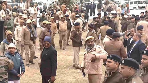 UP Police officers in Ayodhya ahead of Pran Pratishtha event (Photo/ANI)