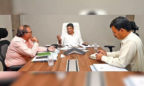 IT minister PTR and officials at a review meeting