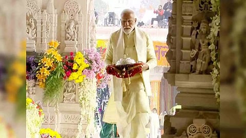 Prime Minister Narendra Modi enters Ram Temple in Ayodhya (Photo/Doordarshan)