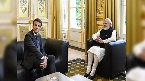 Prime Minister Narendra Modi with French President Emmanuel Macron (ANI)