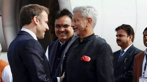 French president Emmanuel Macron with S. Jaishankar