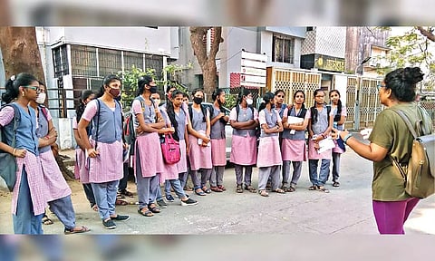 School students taking part in a heritage walk organised by The Equals Project
