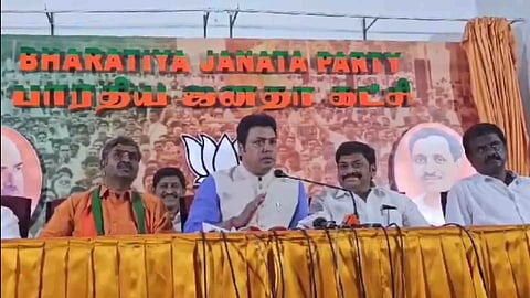 Biplab Kumar Deb, BJP MP and former CM of Tripura addressing reporters at Kamalalayam in the city on Sunday