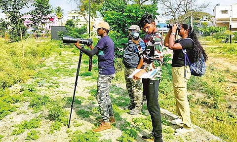 Forest department staff along with volunteers involved in synchronised bird census in Coimbatore