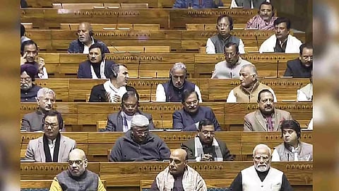PM Narendra Modi, Union Ministers Amit Shah and others during presentation of the Interim Budget 2024 in the Lok Sabha (PTI)