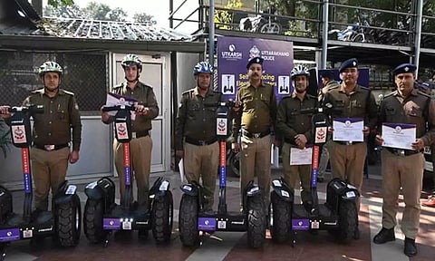 Uttarakhand Police with self-balancing electric scooters (ANI)